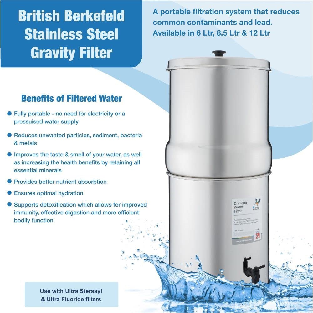 British Berkefeld/Doulton Stainless Steel Gravity Water Filter