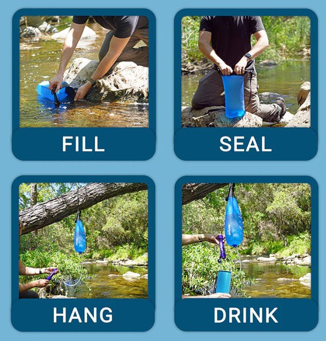 Seychelle Gravity Bag with Hollow Fiber Water Filter Straw